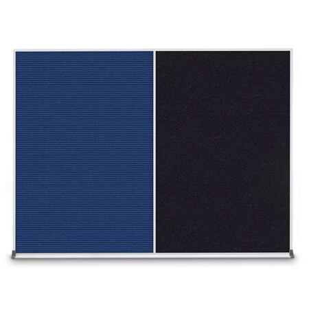United Visual Products Triple Door Radius Plus Corkboard, 96" x UV8006PLUS-BLACK-DRKSPR